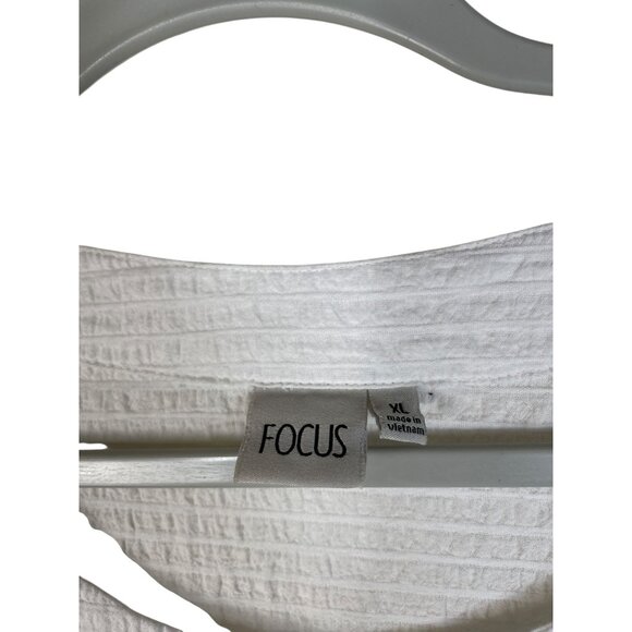 White Textured Cotton Tunic Top W/ Button Detail & Pockets Focus Brand XL - Picture 5 of 9